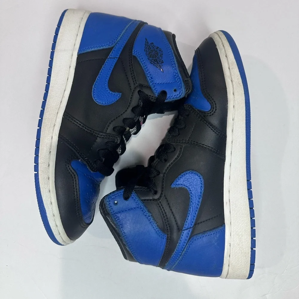 Boys Nike Air Jordan 1 Black and Blue Sneakers